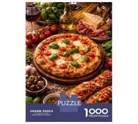 Puzzles De 1000 Pièces Italian Feast with Pizza and Bruschetta Puzzles pour Adultes - Course De Vitesse - Stimule Le Cerveau - Jeu Au Design Élégant 38x26cm/1000pcs