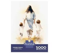 Puzzles De 1000 Pièces - Jesus Walking with Children Puzzle Casse-tête, Jeu De Réflexion, Décoration Murale, Idéal comme Cadeau pour Toute La Famille 70x50cm/1000pcs