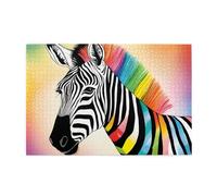 Puzzles de 1000 pièces JKIEGOQ coloré imprimé zèbre arc-en-ciel éducatif intellectuel en bois, puzzles amusants, jeu anti-stress
