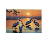 Puzzles de 1000 pièces JKIEGOQ Pelicans Impression artistique éducative intellectuelle Puzzles en bois amusants Jeu anti-stress