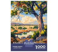 Puzzles De 1000 Pièces Khutse Game Reserve Botswana Landscape Puzzles pour Adultes - Jeu De Réflexion - Améliore La Mémoire - Cadeaux Uniques pour Un Anniversaire Ou Noël 38x26cm/1000pcs