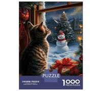 Puzzles De 1000 Pièces - Kitten Watching Christmas Puzzle Casse-tête, Jeu De Réflexion, Décoration Murale, Idéal comme Cadeau pour Toute La Famille 52x38cm/1000pcs