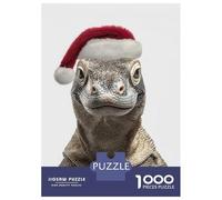 Puzzles De 1000 Pièces - Komodo Dragon Christmas Portrait Puzzle Casse-tête, Jeu De Réflexion, Décoration Murale, Idéal comme Cadeau pour Toute La Famille 38x26cm/1000pcs