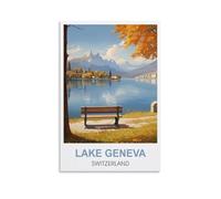 Puzzles de 1000 pièces,Lac Léman Suisse Puzzles pour Adultes, œuvres d'art, décoration Murale, Puzzle Stimulant pour Jeux en Famille 52x38CM