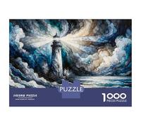 Puzzles De 1000 Pièces Lighthouse in Stormy Sea Puzzles pour Adultes - Jeu Familial Amusant, Difficile Et Stimulant - Jeu Éducatif Familial 52x38cm/1000pcs