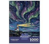 Puzzles De 1000 Pièces - Lighthouse Under The Northern Lights Puzzle pour Adolescents, Activités Familiales pour Anniversaire, Noël, Cadeaux d'anniversaire Uniques 70x50cm/1000pcs