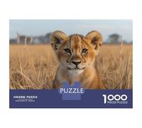 Puzzles De 1000 Pièces Lion Cub Portrait in Tall Grass Puzzle Adulte Jeu Manuel Défi Difficile Interaction Parent-Enfant 52x38cm/1000pcs