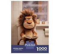 Puzzles De 1000 Pièces Lion Reading on A Toilet Puzzles pour Adultes - Course De Vitesse - Stimule Le Cerveau - Jeu Au Design Élégant 52x38cm/1000pcs
