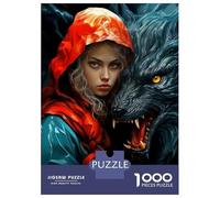 Puzzles De 1000 Pièces Little Red Riding Hood and Wolf Art Print Puzzles pour Adolescents : Amusants Et Humoristiques, Chaque Pièce Est Unique - Jouets Éducatifs 38x26cm/1000pcs