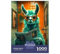 Puzzles De 1000 Pièces Llama Reading Newspaper in Bathroom Puzzles pour Adultes - Course De Vitesse - Stimule Le Cerveau - Jeu Au Design Élégant 38x26cm/1000pcs