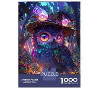Puzzles De 1000 Pièces - Magical Owl with Hat Halloween Puzzle Casse-tête, Jeu De Réflexion, Décoration Murale, Idéal comme Cadeau pour Toute La Famille 70x50cm/1000pcs