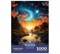 Puzzles De 1000 Pièces Magical Sunset River Landscape Puzzle pour Adolescents Découpe De Précision Activités Amusantes À La Maison Jeu Stimulant Et Jeux en Famille 38x26cm/1000pcs