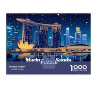 Puzzles De 1000 Pièces Marina Bay Sands, Singapore at Night Puzzles pour Adultes - Jeu De Réflexion - Améliore La Mémoire - Cadeaux Uniques pour Un Anniversaire Ou Noël 38x26cm/1000pcs