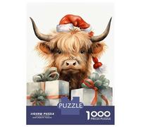 Puzzles De 1000 Pièces Merry Tiny Cow Xmas Puzzle Anti-Stress, Décoration Murale, Cadeaux Uniques pour Anniversaire Et Noël 52x38cm/1000pcs