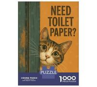 Puzzles De 1000 Pièces Need Toilet Paper Bathroom Cat Poster Puzzles pour Adultes - Course De Vitesse - Stimule Le Cerveau - Jeu Au Design Élégant 38x26cm/1000pcs