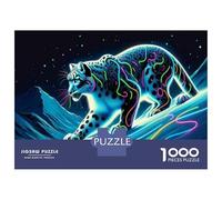 Puzzles De 1000 Pièces Neon Leopard Wall Art Print-3 Puzzles pour Adultes Améliore La Mémoire Défi Éducatif Jouets Jeux Éducatifs 70x50cm/1000pcs