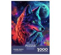 Puzzles De 1000 Pièces Neon Wolf Galaxy Puzzle Anti-Stress, Décoration Murale, Cadeaux Uniques pour Anniversaire Et Noël 38x26cm/1000pcs