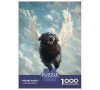 Puzzles De 1000 Pièces Newfoundland Angel Gentle Giant Pet Tribute Dog with Angel Wings Puzzle Anti-Stress, Décoration Murale, Cadeaux Uniques pour Anniversaire Et Noël 70x50cm/1000pcs