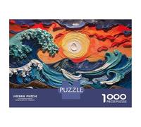 Puzzles De 1000 Pièces - Ocean Waves Sunset Painting Puzzle pour Adolescents, Activités Familiales pour Anniversaire, Noël, Cadeaux d'anniversaire Uniques 70x50cm/1000pcs