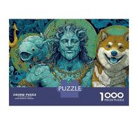 Puzzles De 1000 Pièces - Oceanic Deity with Trident and Shiba Inu Puzzle Casse-tête, Jeu De Réflexion, Décoration Murale, Idéal comme Cadeau pour Toute La Famille 52x38cm/1000pcs
