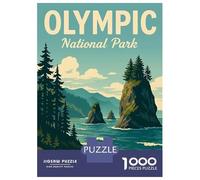 Puzzles De 1000 Pièces Olympic National Park Vintage Poster Puzzles pour Adultes - Jeu Familial Amusant, Difficile Et Stimulant - Jeu Éducatif Familial 70x50cm/1000pcs