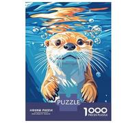 Puzzles De 1000 Pièces Otter Swimming Underwater Illustration Puzzle Adulte Jeu Manuel Défi Difficile Interaction Parent-Enfant 52x38cm/1000pcs
