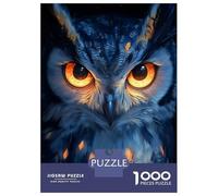 Puzzles De 1000 Pièces - Owl with Glowing Eyes Puzzle Casse-tête, Jeu De Réflexion, Décoration Murale, Idéal comme Cadeau pour Toute La Famille 52x38cm/1000pcs