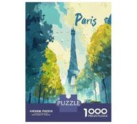 Puzzles De 1000 Pièces - Paris Eiffel Tower Street Scene Puzzle Casse-tête, Jeu De Réflexion, Décoration Murale, Idéal comme Cadeau pour Toute La Famille 70x50cm/1000pcs