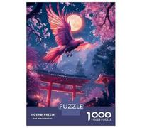 Puzzles De 1000 Pièces - Phoenix in Cherry Blossom Night Puzzle Casse-tête, Jeu De Réflexion, Décoration Murale, Idéal comme Cadeau pour Toute La Famille 52x38cm/1000pcs