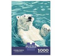 Puzzles De 1000 Pièces - Polar Bear Swimming in Blue Water Puzzle pour Adolescents, Activités Familiales pour Anniversaire, Noël, Cadeaux d'anniversaire Uniques 38x26cm/1000pcs