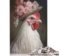 Puzzles de 1000 pièces Poulet avec Chapeau pour Adultes et Adolescents, Puzzles pour Adultes, Jouets éducatifs d'apprentissage, 38 x 26 cm/1000 Pièces
