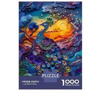 Puzzles De 1000 Pièces pour Adolescents Abstract Colorful Peacock Puzzle Adulte Anti-Stress, Jeu De Vitesse, Défi Éducatif 70x50cm/1000pcs