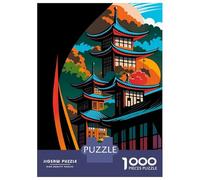 Puzzles De 1000 Pièces pour Adolescents Abstract Fantasy #14 - Japanese Pagoda Landscape Art Puzzles pour Adultes Jeux De Société pour S'amuser en Famille Offrez-Leur des Cadeaux 52x38cm/1000pcs