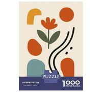 Puzzles De 1000 Pièces pour Adolescents Abstract Floral Composition with Geometric Shapes Puzzles pour Adolescents Découpe De Précision Stimule Le Cerveau Cadeaux Anti-Stress 38x26cm/1000pcs