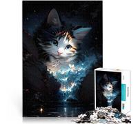 Puzzles de 1000 pièces pour Adolescents Adorable Chat Tout Doux et Idiot Jeu intellectuel Améliorer la mémoire 75x50cm