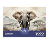 Puzzles De 1000 Pièces pour Adolescents African Elephant Wall Art Print Puzzle pour Adolescents Améliore La Mémoire Stimulant À Compléter Apprentissage Jouets Éducatifs 70x50cm/1000pcs