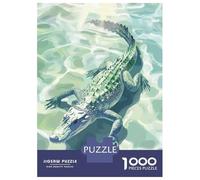 Puzzles De 1000 Pièces pour Adolescents Alligator in Water Illustration Puzzles pour Adolescents, Jouet, Décoration Murale, Décoration Intérieure, Cadeaux Anti-Stress 52x38cm/1000pcs