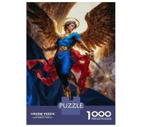 Puzzles De 1000 Pièces pour Adolescents Angel Michael with Sword and Golden Wings Puzzle Adulte Jeu Manuel Cadeaux pour Femmes pour Anniversaire, Noël 70x50cm/1000pcs