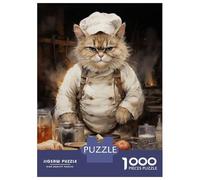 Puzzles De 1000 Pièces pour Adolescents Angry Cook Cat Casse-têtes pour Adultes, Jeu De Réflexion, Difficile, Amusant, Activités À La Maison 38x26cm/1000pcs