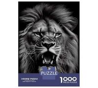 Puzzles De 1000 Pièces pour Adolescents Angry Lion Black and White Puzzles pour Adultes, Jouets Anti-Stress, Décoration Murale, Cadeaux d'anniversaire Et Cadeaux Uniques 38x26cm/1000pcs