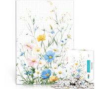 Puzzles de 1000 pièces pour Adolescents Aquarelle Fleurs Sauvages Activité familiale Convient pour la décoration de Bureau 75x50cm