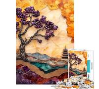 Puzzles de 1000 pièces pour Adolescents Arbre d'améthyste ﹨u Pagode Puzzles pour Adultes Jeu Familial Course de Vitesse Manuelle Cadeaux Uniques d'anniversaire et de Noël (Dimensions 38x26cm)