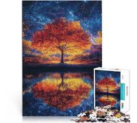 Puzzles de 1000 pièces pour Adolescents Arbre d'automne sous Un Ciel étoilé Jeu Pratique Convient pour la décoration de Bureau 38x26cm