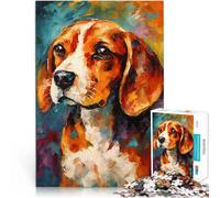 Puzzles de 1000 pièces pour Adolescents Art du Chiot Beagle Défi Difficile pour soulager Le Stress Jeu de défi Unique 38x26cm