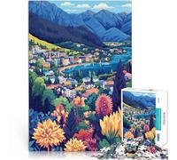 Puzzles de 1000 pièces pour Adolescents Art Minimaliste de Queenstown, Nouvelle-Zélande Jeu de Quiz Super Cadeau 75x50cm