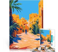 Puzzles de 1000 pièces pour Adolescents Art Minimaliste d'une Ville du désert marocain Jeu de Quiz Bon Cadeau 38x26cm