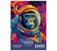 Puzzles De 1000 Pièces pour Adolescents Astronaut Gorilla Space Puzzles pour Adultes Jeux Amusants Décoration Parfaite pour Un Anniversaire, Noël 52x38cm/1000pcs
