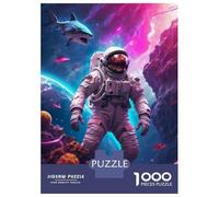 Puzzles De 1000 Pièces pour Adolescents Astronaut in Space Shark Puzzles pour Adolescents - Jeu Manuel - Décoration Murale - Défi À Relever 38x26cm/1000pcs