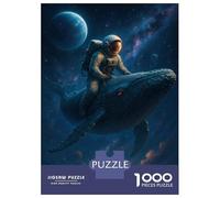 Puzzles De 1000 Pièces pour Adolescents Astronaut Riding A Whale in Space Puzzle pour Adultes Jeux Relaxants Améliorent La Mémoire Cadeaux Anti-Stress 38x26cm/1000pcs
