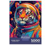 Puzzles De 1000 Pièces pour Adolescents Astronaut Space Tiger Puzzle Jeux Relaxants Décoration Murale Cadeaux pour Les Amis Et La Famille 52x38cm/1000pcs
